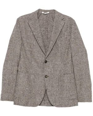 Eleventy Houndstooth-Pattern Single-Breasted Blazer - Grey