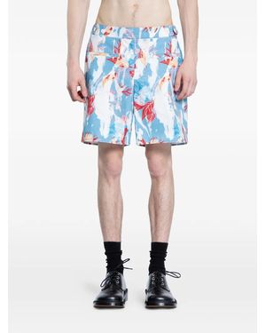 McQueen Short À Fleurs - Bleu