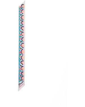 Prada Printed Silk Twill Skinny Scarf - White