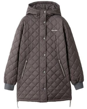 Miu Miu Technical Pongé Down Jacket - Grey