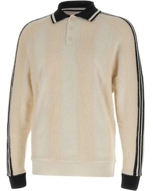 adidas ストライプ タートルネック セーター - ナチュラル