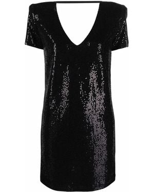 Blanca Vita Sequin-Embellished V-Neck Dress - Black