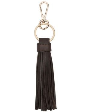 Eleventy Tassel Leather Keyring - White