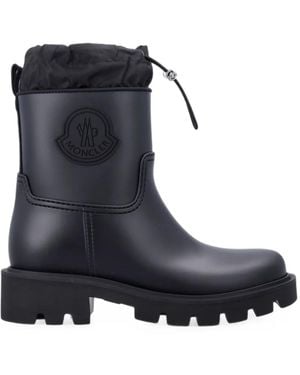 Moncler Kickstream Drawstring-Top Logo-Patch Ankle Boots - Black