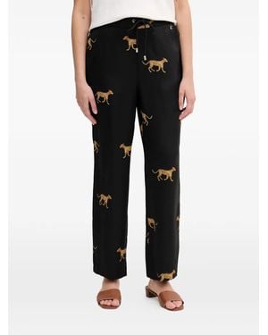 Lola Casademunt Cheetah-Print Drawstring Trousers - Black