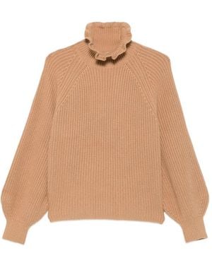 Max Mara Pontile Pullover Mit Rüschenkragen - Natur