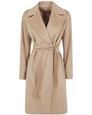 Max Mara Double-Breasted Belted Coat - Natural