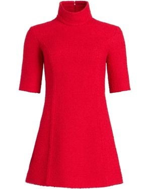 Patou High-Neck Tweed Dress - Red