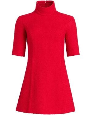 Patou Tweed-Kleid Mit Stehkragen - Rot