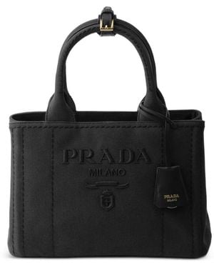 Prada Jardinière Small Cotton Canvas Bag - Black