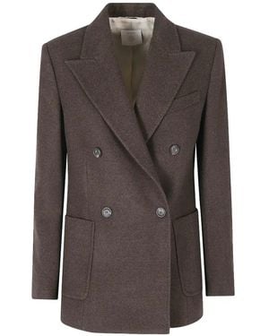 Eleventy Double-Breasted Peak-Lapels Blazer - Brown