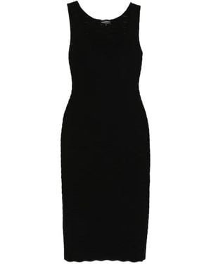 Emporio Armani Ribbed Sleeveless Midi Dress - Black