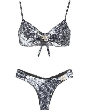 Amir Slama Bikini Mit Logo-Schild - Grau