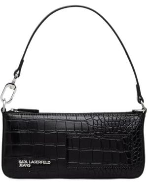 KARL LAGERFELD Crocodile-Effect Clutch Bag - Black