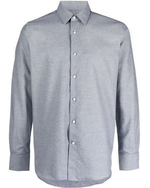 Canali Buttoned-Up Long-Sleeved Shirt - Blue