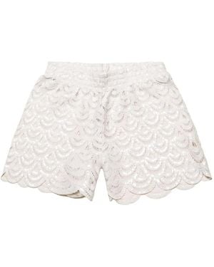 MC2 Saint Barth Meave Crochet Shorts - White