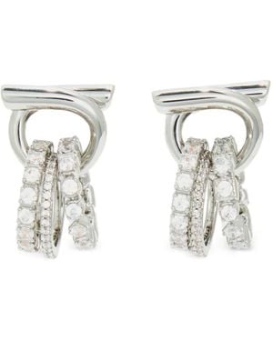 Ferragamo Gancini Crystal-Embellished Earrings - White