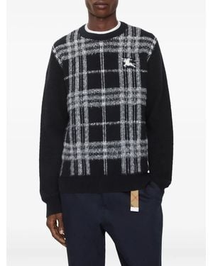 Burberry Pullover Mit Jacquard-Karo - Blau