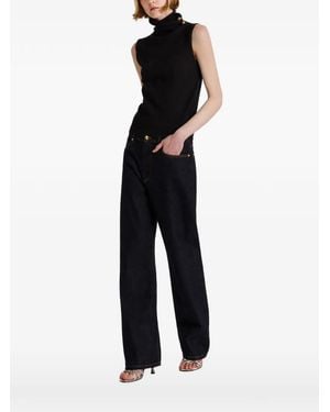 Alberta Ferretti Button-Detail Turtleneck Tank Top - Black