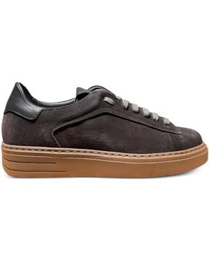 Calce Baskets À Finitions En Cuir - Marron