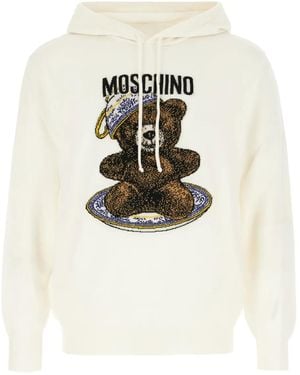 Moschino Kapuzenpullover mit Teddy-Print - Weiß