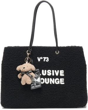 V73 Teddy-Embellished Tote Bag - Black