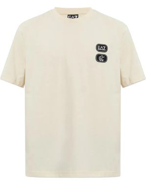 EA7 Urban Skate Logo-Patch Graphic-Print T-Shirt - White