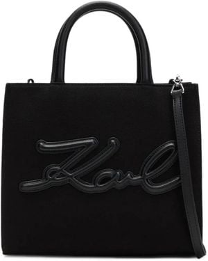 KARL LAGERFELD K/Signature Logo-Detail Tote Bag - Black