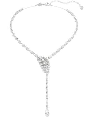 Swarovski Crystal-Embellished Feather-Motif Necklace - White