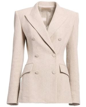 Elie Saab Double-Breasted Peak-Lapel Blazer - Natural