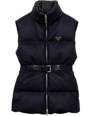 Prada Wattierte Weste Mit Triangel-Logo - Blau