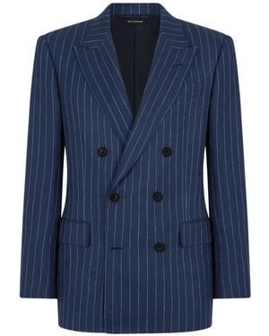 Tom Ford Pinstripe Double-Breasted Jacket - Blue