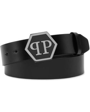 Philipp Plein Ceinture En Cuir À Logo Hexagon - Noir