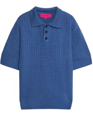 The Elder Statesman Textured Polo Shirt - Blue