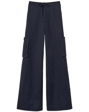 Twinset Wide Gabardine Cargo Trousers - Blue