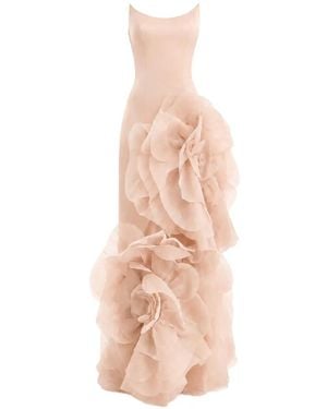 Gemy Maalouf Flower-Embellished Scoop-Neck Gown - Pink