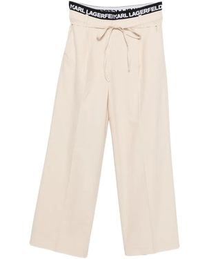 KARL LAGERFELD Logo-Waistband Drawstring Trousers - Natural