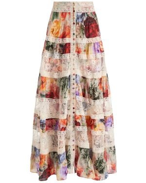 Alice + Olivia Floral-Print Maxi Skirt - White