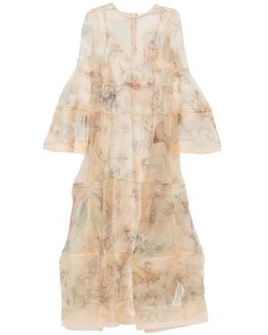 Zimmermann Rebellion Lantern Flared Printed Gown - Natural