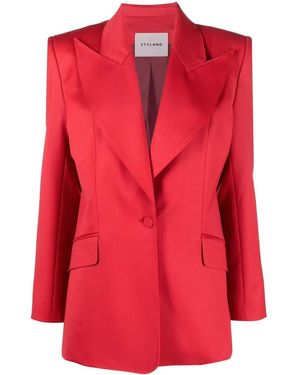 Styland Wide Peak-Lapel Single-Breasted Blazer - Red