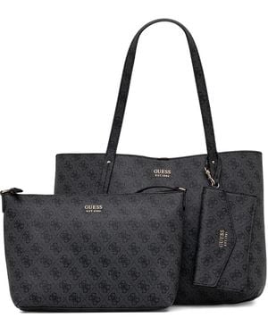 Guess Brenton 4G Logo-Print Tote Bag - Black