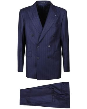 Tagliatore Double-Breasted Pinstripe Suit - Blue