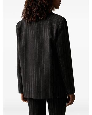 Twinset Pinstripe Sequin-Embellished Blazer - Black