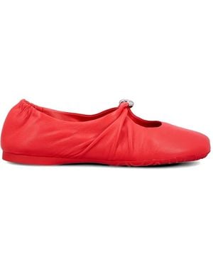 Loewe Pebble Leren Ballerina's Met Ruches - Rood