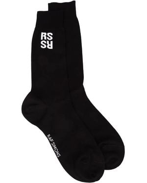 Raf Simons ロゴインターシャ 靴下 - ブラック
