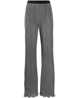 Alberta Ferretti Lurex Knit Flared Trousers - Grey