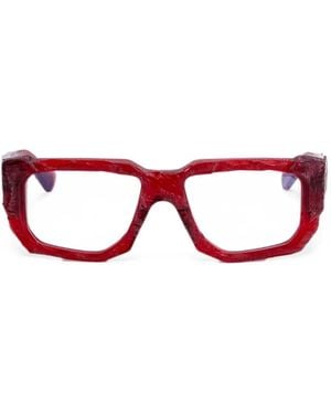Kuboraum K61 Geometric-Frame Glasses - Red