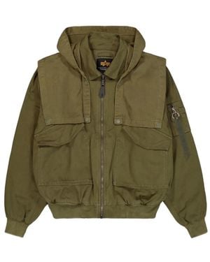 Alpha Industries Cwu-45/P D-Tec Hooded Bomber Jacket - Green