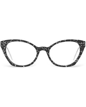 Moschino Marble-Effect Cat-Eye Frame Glasses - Black