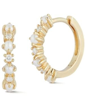Mateo 14Kt The Little Things Gelbgoldcreolen Mit Diamant Und Perle - Mettallic